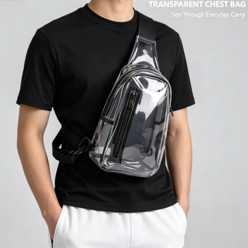 Transparent Chest Bag Unisex Casual Crossbody Sling Pack For Daily Commute Travel And Outdoor Activities