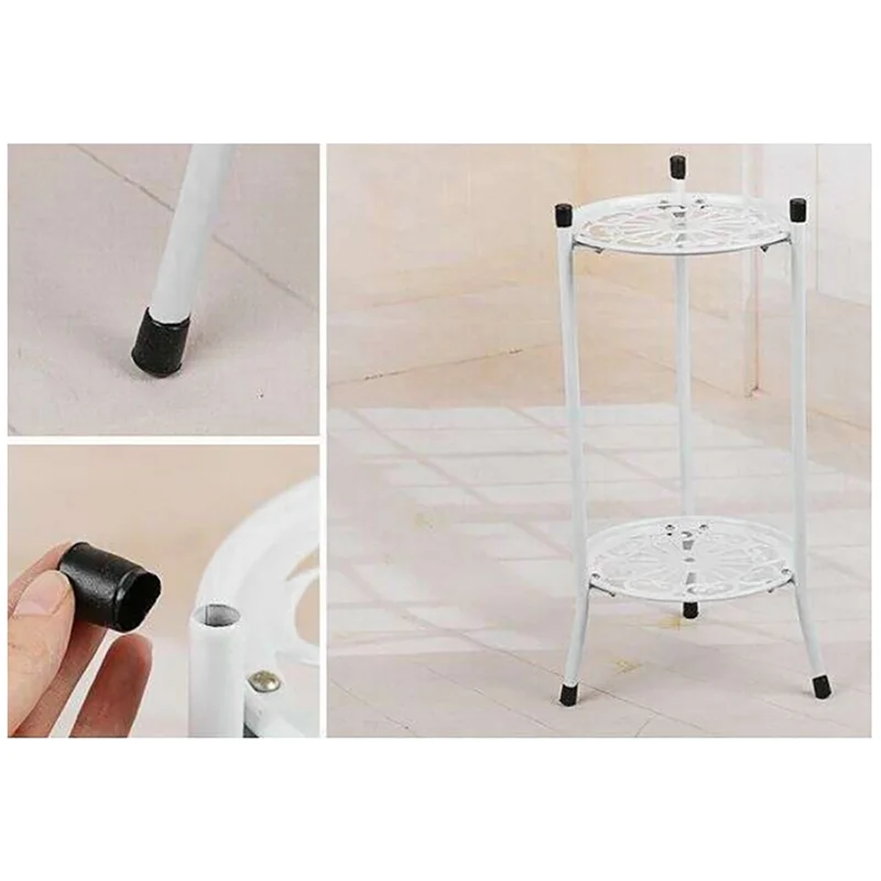 

ABWP-2X Two-Layer Elegant Metal Plant Stand Shelf Potted Plant Holder Modern Tall Plant Pot Stands For Indoor Outdoor Decor A