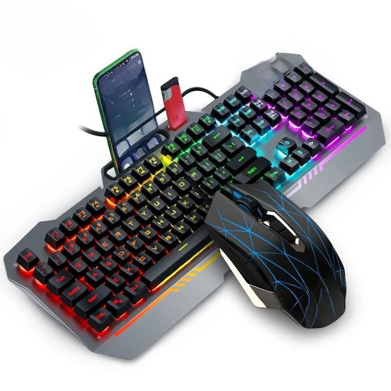 Real mechanical feel keyboard and mouse set, wired keyboard and mouse set.
