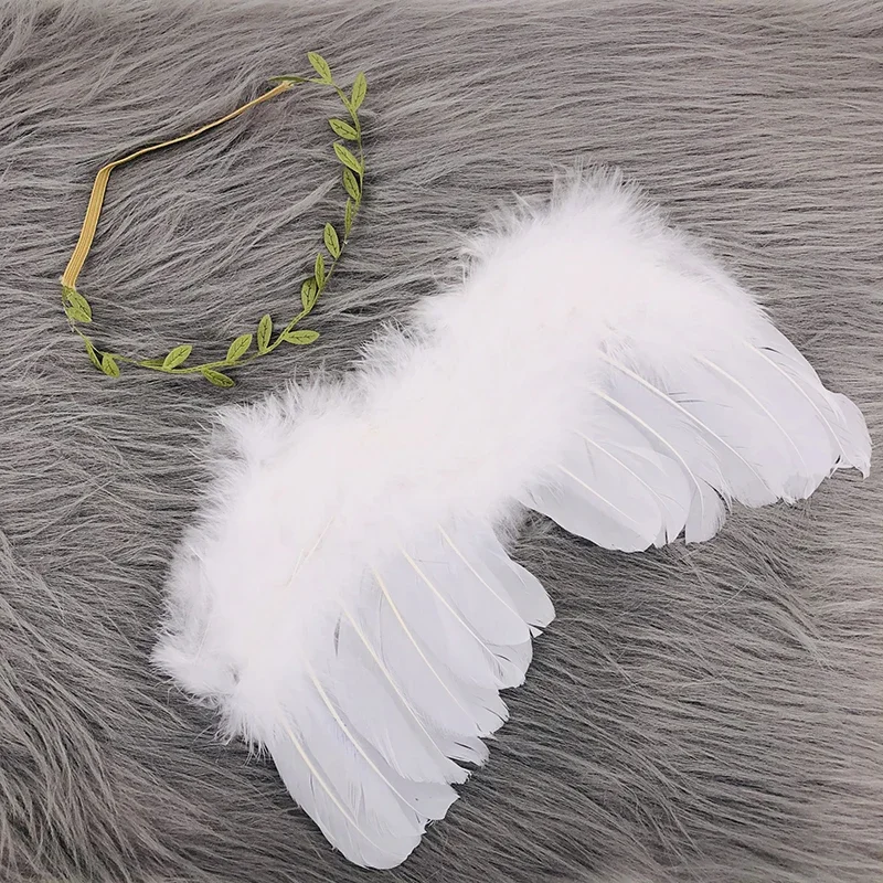 Newborn Photography Props White Angel Wing Baby Photos Props Feather Wing Girls Hair Kids Baby Photography Hair Accessories