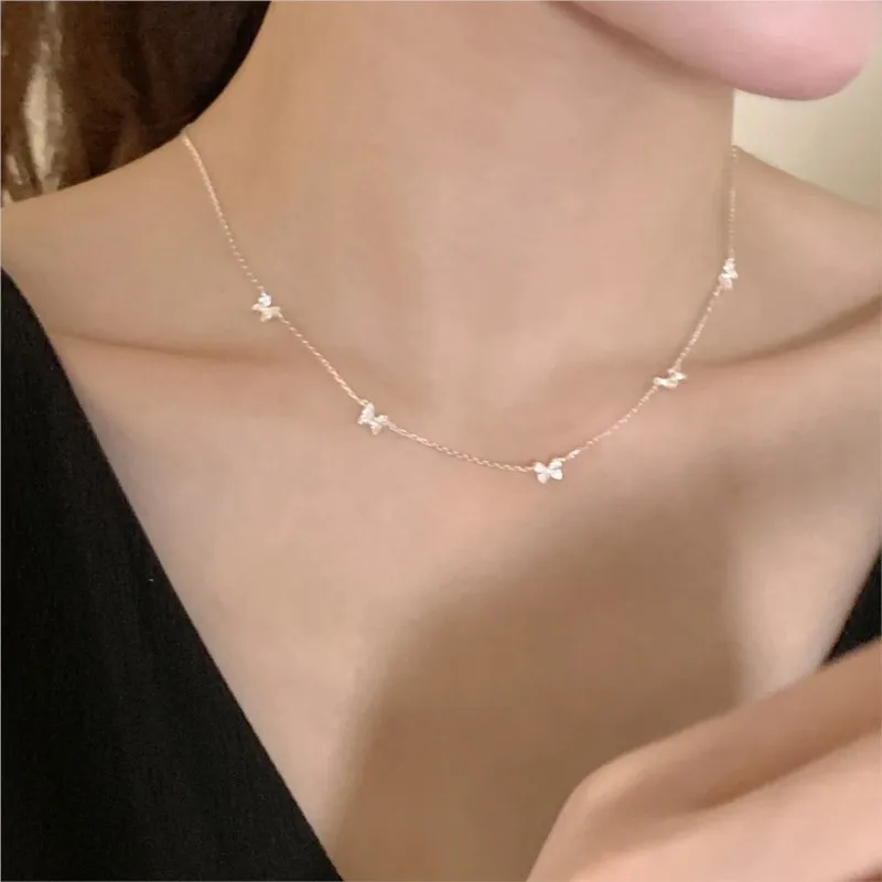 PANJBJ 925 en argent Sterling papillon Zircon collier pour les femmes doux bureau tempérament tour de cou bijoux cadeau livraison directe