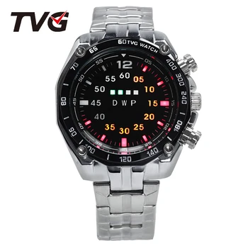 TVG hot sale brand man watch alloy strap case wrist waterproof LED light unique display BusinessGift outdoor personality student