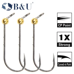 B&U 10pcs Mini Micro Jig Head Hook Rockfish Exposed Head Hook Barbed Hook Trout Soft Worm Lure Jig Fishing Hook Fishing Tackle