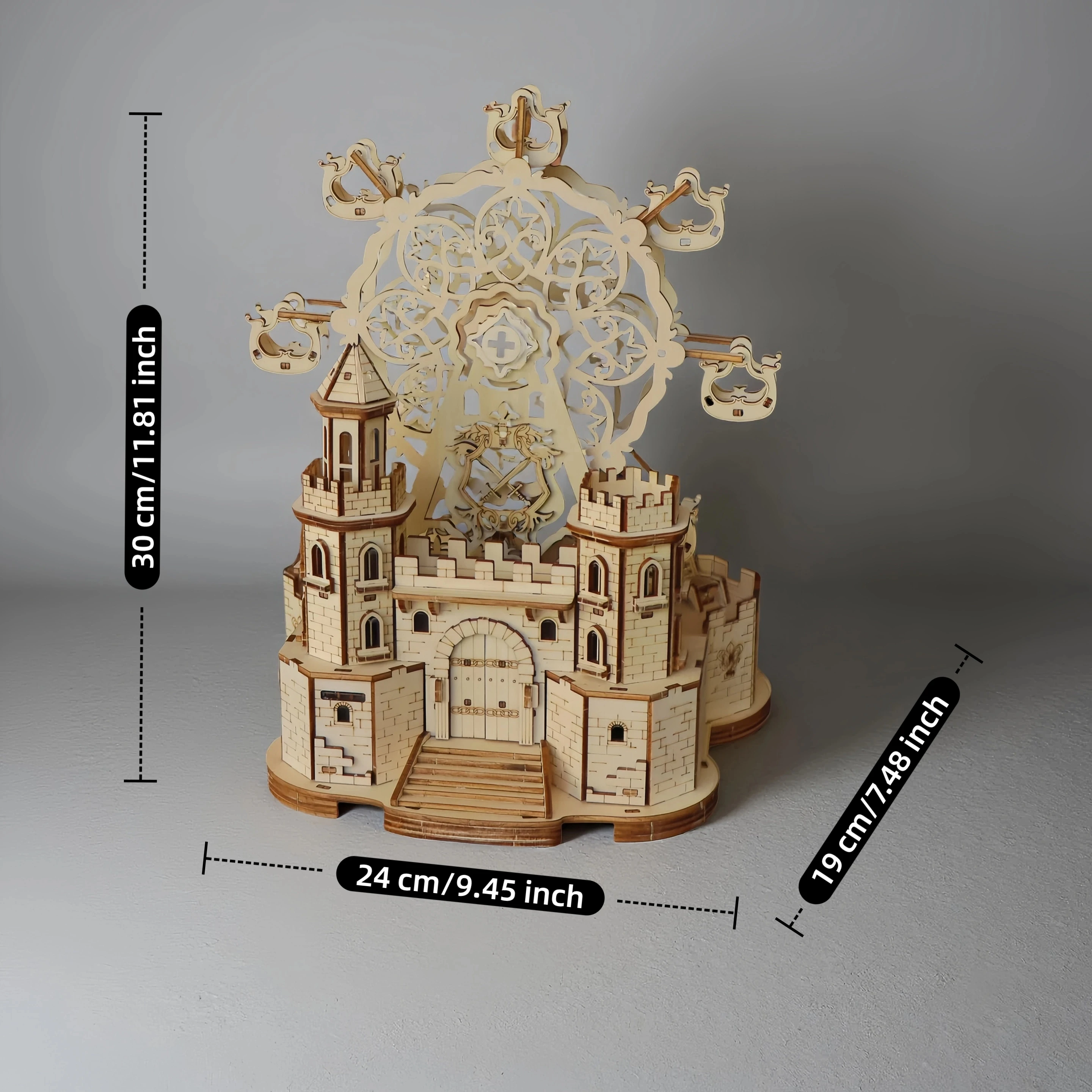 3D Wooden Puzzle Castle Ferris Wheel, Handmade DIY Assembly Model, Parent-Child Interactive Educational Toy, Creative Simulation