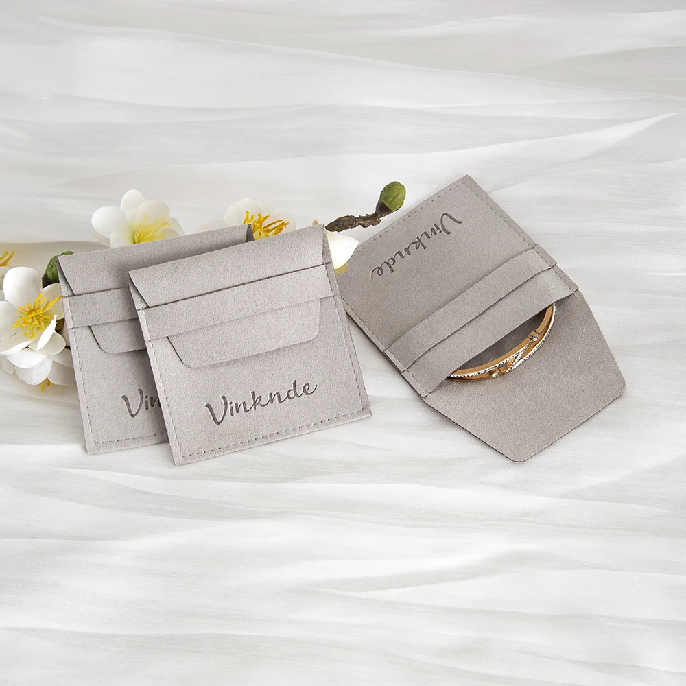 Microfiber Velvet Jewelry Packaging Bag Customized Pouch Necklace Earrings Ring Storage Small Wedding Favor Bags Gift with Logo