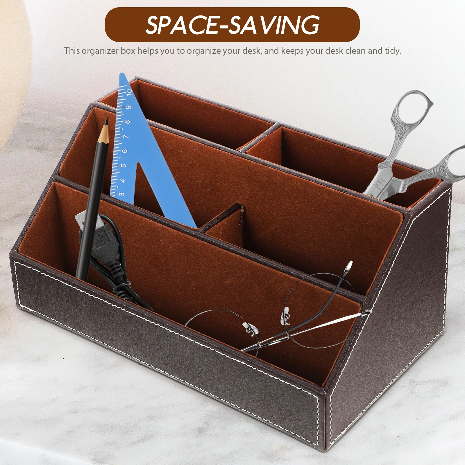 

Luxury Desk Organizer Desktop File Holder Space-Saving Remote Control Holder For Living Room Office Home Use