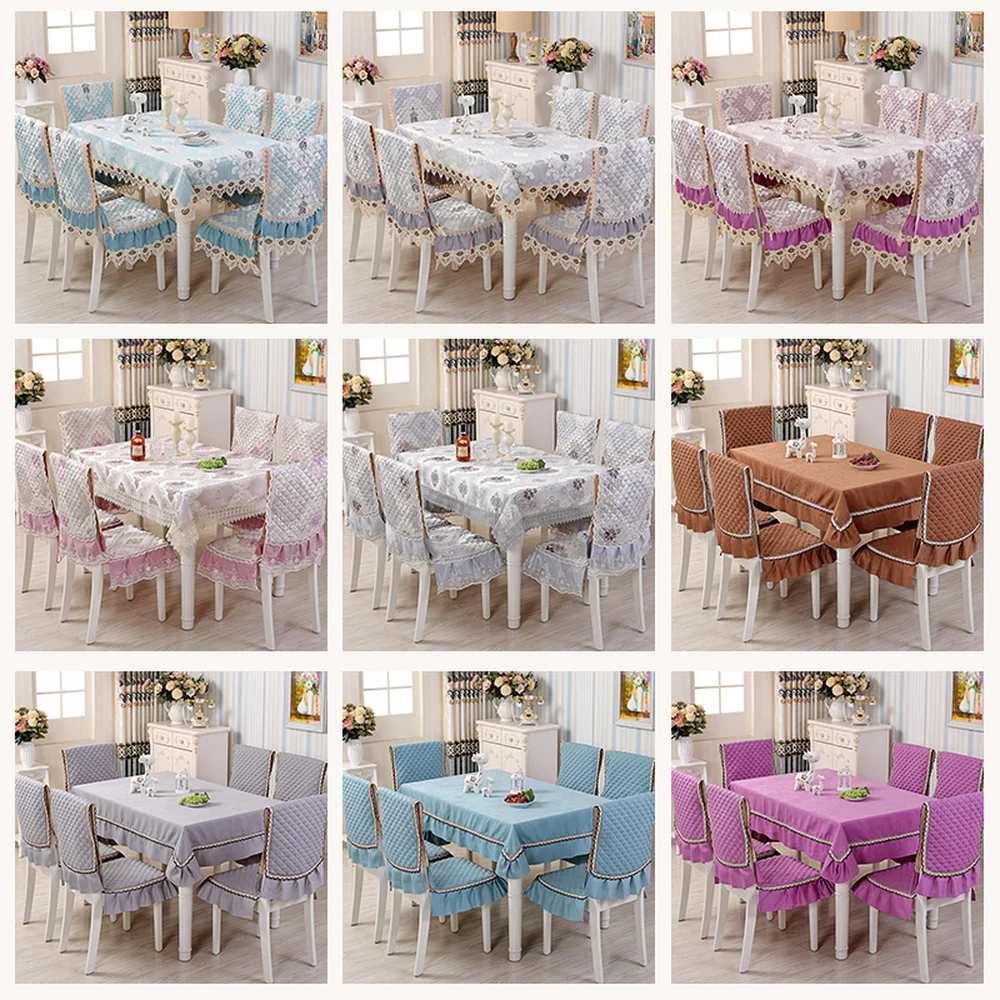 Europe Lace Floral embroidery Tablecloth For Wedding Table Cloth tea tablecloths 1PCS tablecloth 6PCS chair cover bundle sale A2