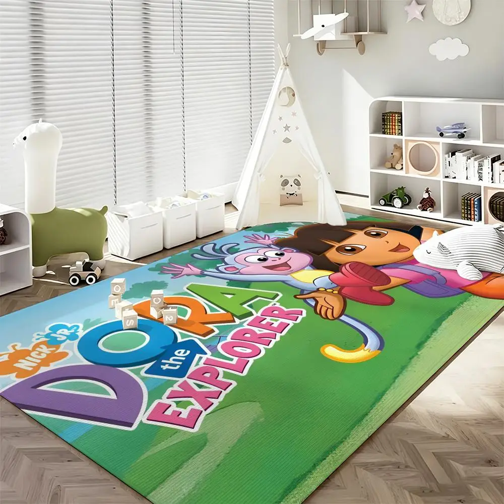 Cartoon D-Dora the E-Explorer Floor Mat Soft Flannel Entrance Door Mat Non Slip Absorbent Bathroom Bedroom Floor Rug