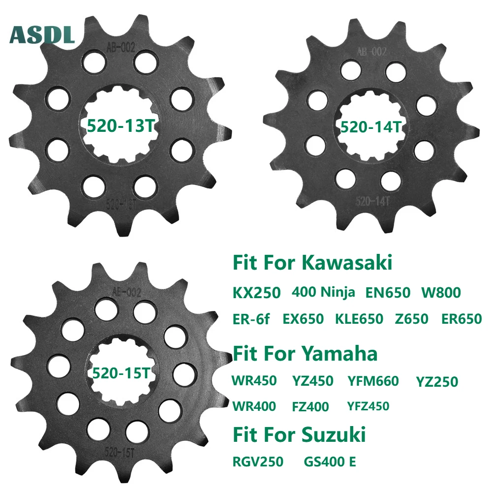 

520 13T 14T 15T Motor Front Sprocket Gear Star Cam for Kawasaki 400 Ninja EN650 ER-6n ER-6f EX650 KLE650 Z650 ER650 YZ250 WR450