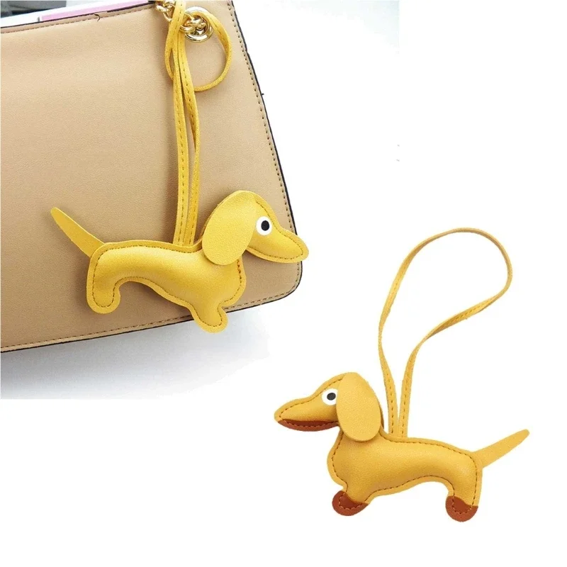 Mini Dachshund Dog Keychain  PU Leather Animals Keyring Hanging Ornament Backpack Handbag Charm Gift for Men Women image 6