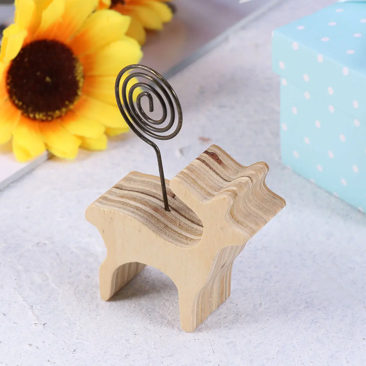 10Pcs Wood Animal Note Clips Cartoon Deer Desktop Holder Paper Photo Message Paper Clips for Wedding Office Home