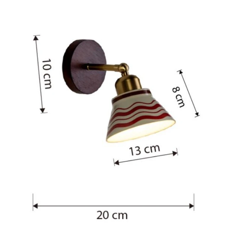 Solid Wood Base Ceramic Wall Lamp Bedroom Homestay Lighting Fixture