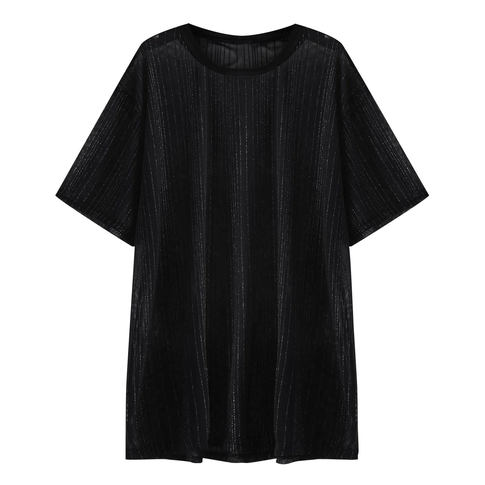 Summer 2026 Men's Sparkling Tops, See-through Nightclub Trendy and Sexy Round-neck T-shirts, Attracting Men's Wear At Parties