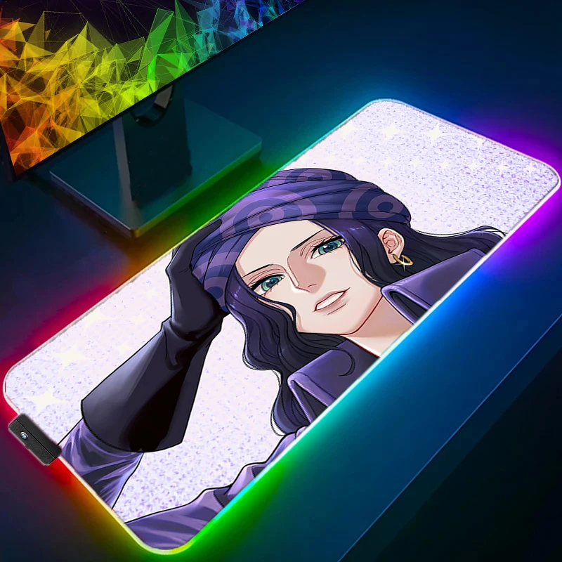 

RGB LED Mouse Pad Laptop Keyboard Pad Non-Slip Anime Tablet Pad PC Accessories HD Mousepad Gaming One Piece Nico Robin Desk Mat