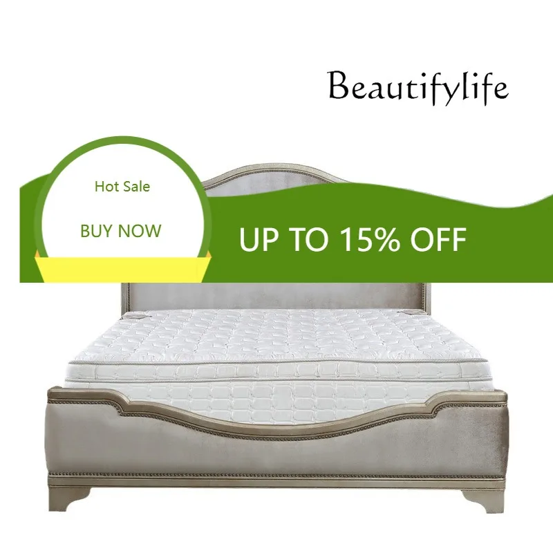 

Итальянская минималистичная ретро-кровать с мягкой спинкой, двуспальная, с высокой спинкой, премиум-класса, для спальни X