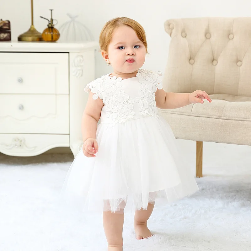 Baby Girls Infant Baptism Dresses 1 Year Birthday Princess Wedding Ball Gown Tulle Tutu Dresses  Clothes Princess Party Toddler