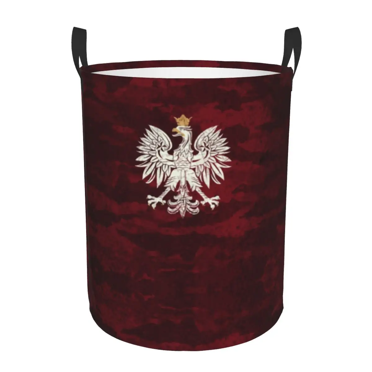 Poland Vintage Coat Of Arms Laundry Basket Collapsible Polska Polish Eagle Clothes Hamper for Nursery Kids Toys Storage Bin