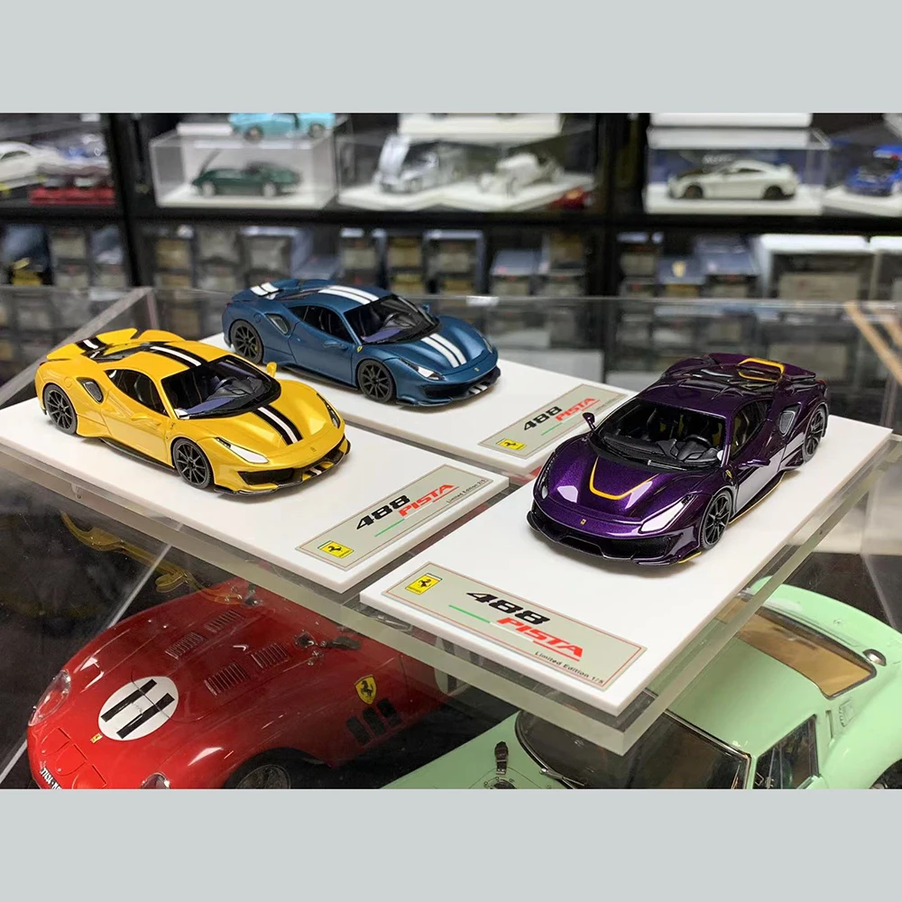 Spot Goods Dmh 1:43 Scale 488 Pista Customized Resin Simulation Car Model Hobby Collection Ornaments High-end Gift Rare Souvenir