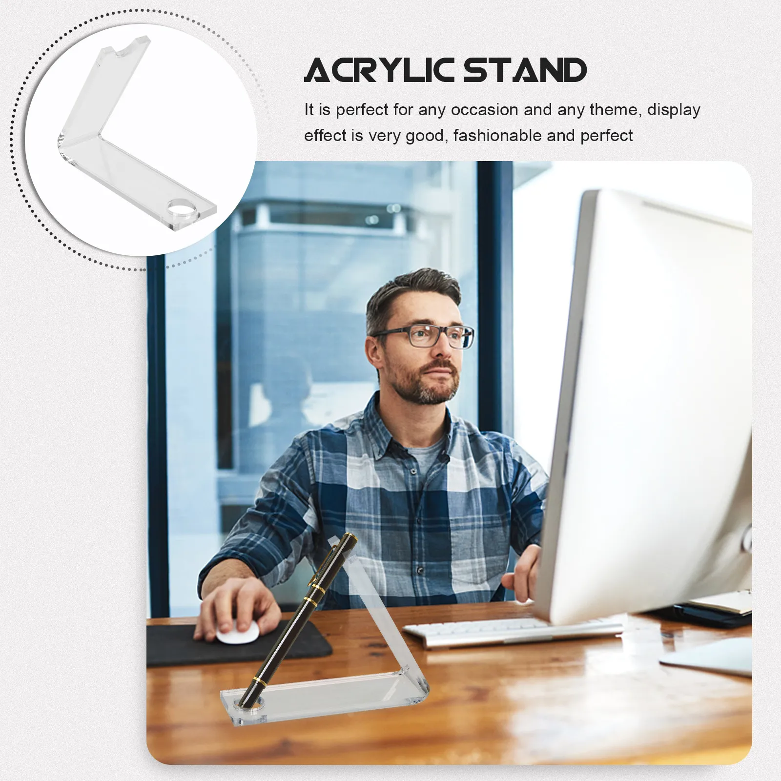 

Набор из 2 акриловых подставок для ручек, многофункциональный органайзер для кистей для макияжа, настольная подставка-витрина для офиса и туалетного столика