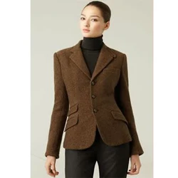 Korean Winter Outer New Women's Herringbone Coat American Retro Single-breasted V-neck Jackets for Women Woman Clothing