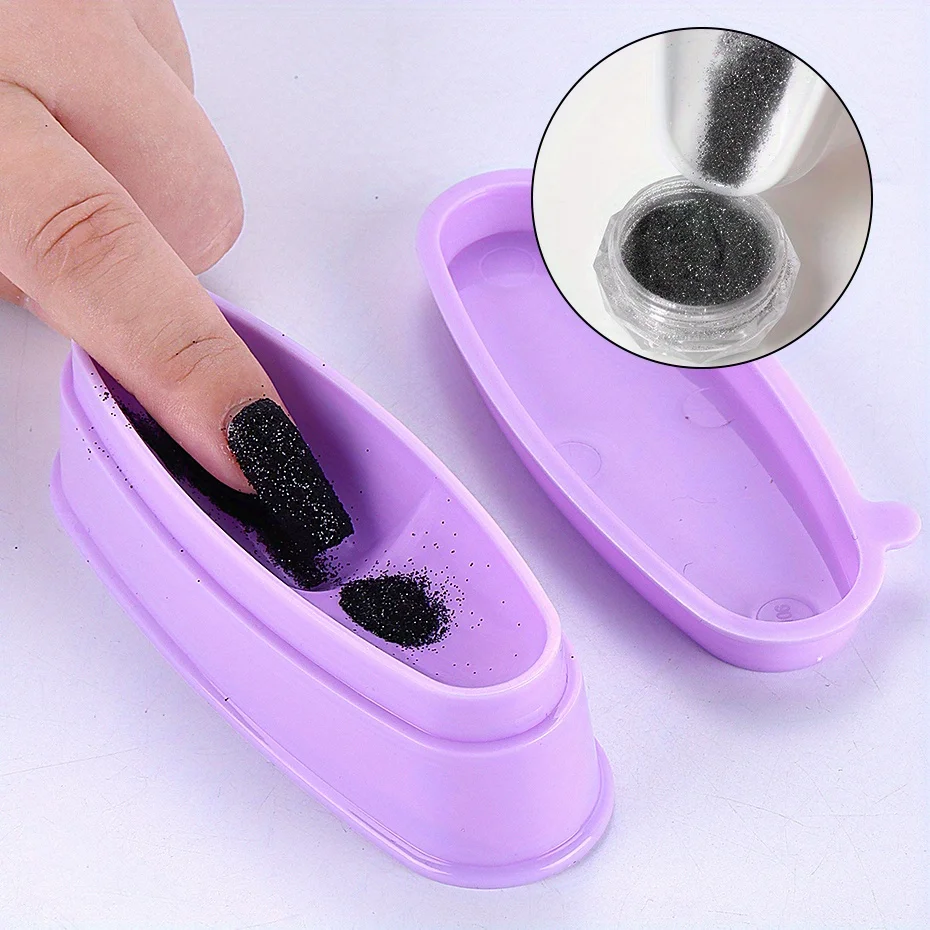 Boîte de rangement pour Nail Art, paillettes scintillantes, poudre de trempage, conteneur d'économie de poussière, outil de recyclage de paillettes avec capuchon, fournitures de manucure portables
