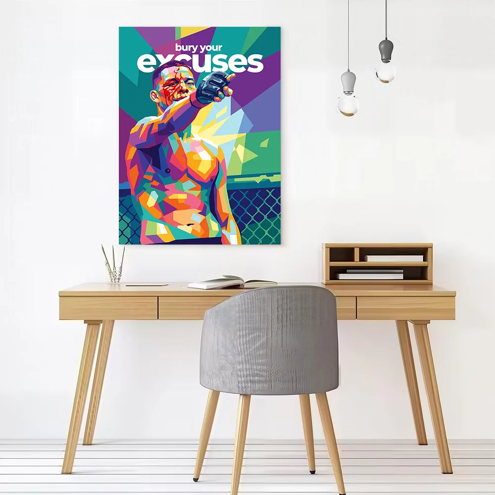 Nate Diaz Bury Your Excuses Pop Art Canvas Poster Customizable Printed Canvas Painting Wall Art for Fans Home Decorations Arts