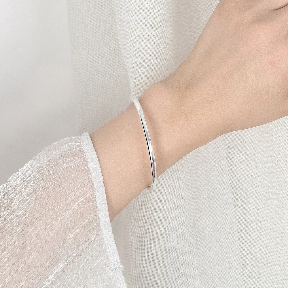 PABEYN S925 Sterling Silver Simple Women Bracelet Bangles Ladies Luxury Designer Jewelry Accessories