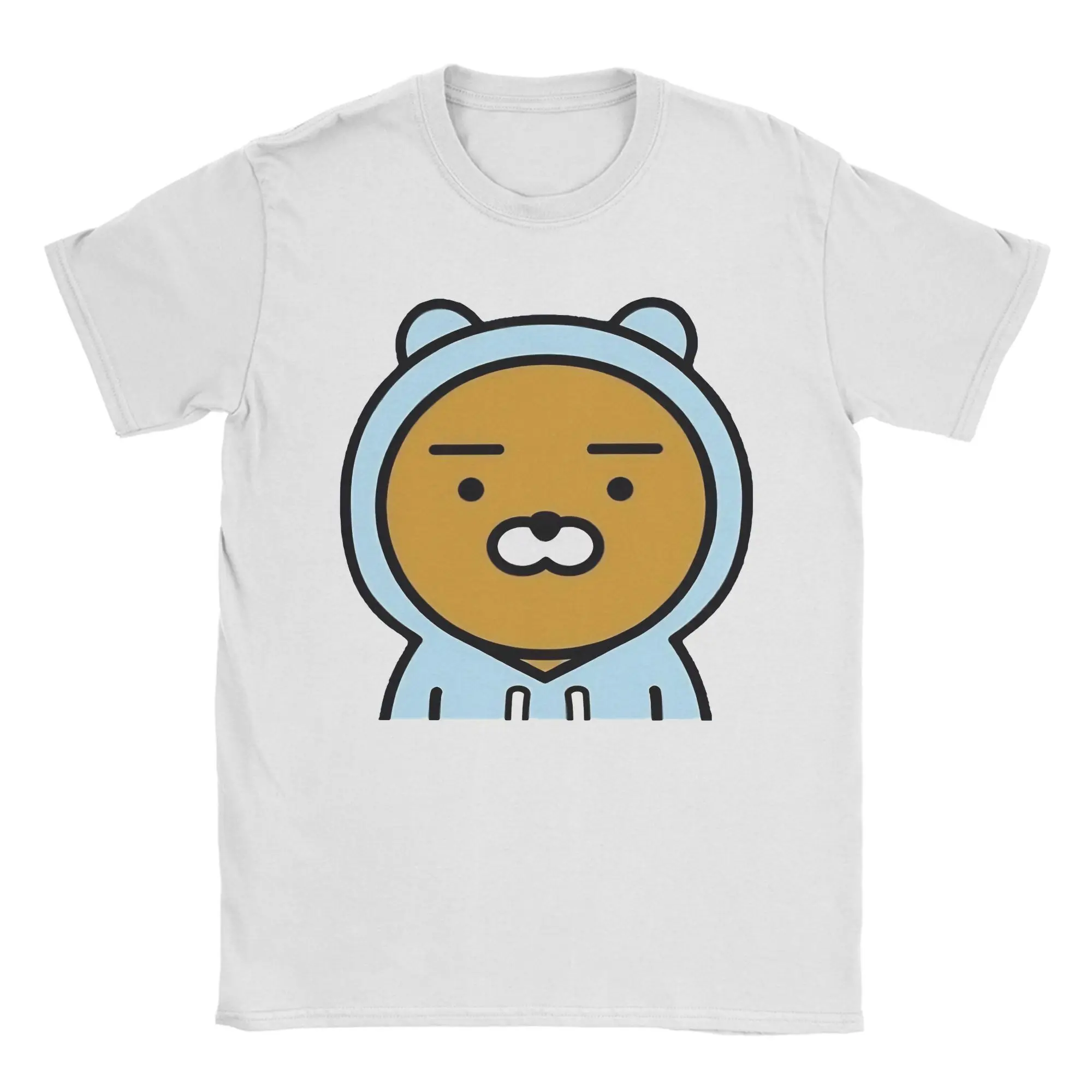 عارضة Kakao Friends ريان تي شيرت الرجال جولة الرقبة القطن تي شيرت قصير الأكمام تيز زائد حجم قمم