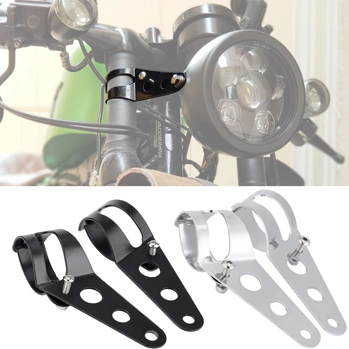 

Universal Motorcycle Headlight Mount Brackets Fork Ear Chopper Headlamp Holder Adjustable Motor Fastener Clamp For Cafe Racer