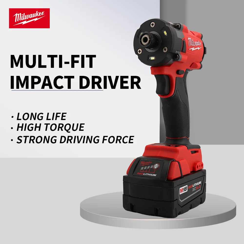 Milwaukee obeng Impact Drive 300N.M, bor Impact Motor tanpa sikat 1/2, peralatan listrik obeng reparasi truk mobil menggunakan baterai Lithium 18V