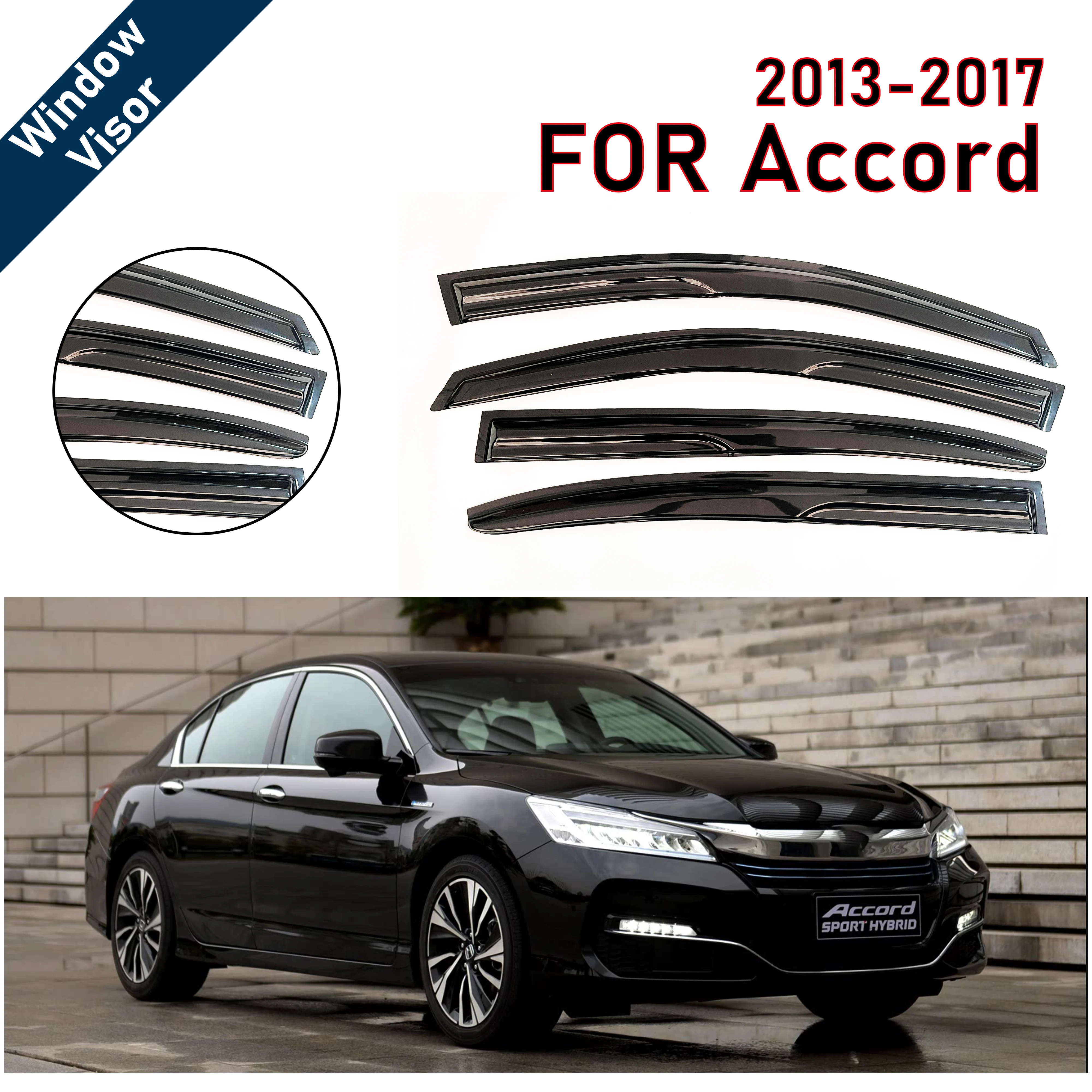 

4 pcs of the latest model car window sunshade for Accord 2013-2017, window visor rain guards window visors window rain guards
