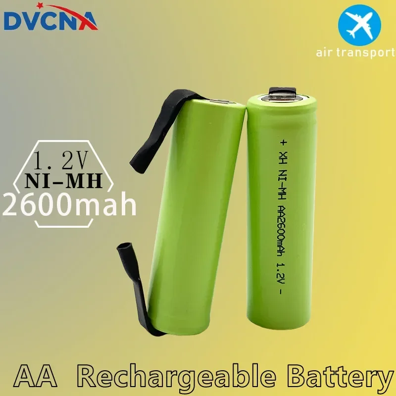 2024 1.2V AA rechargeable battery, 2600mah, NI-MH battery, with solder pads, suitable for Philips electric shavers, razors, etc