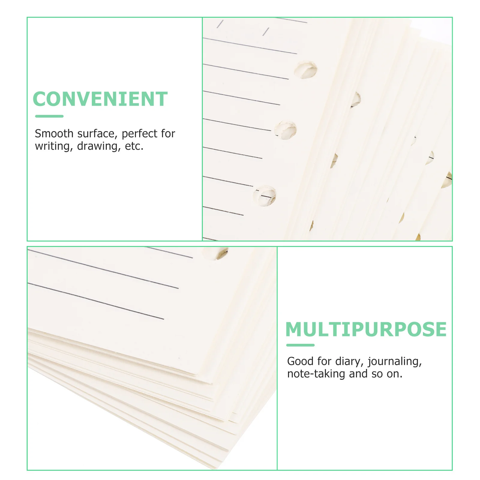 5 pçs 6 buraco a5 folhas soltas papel notebook substituição núcleo recargas superfície de escrita suave para diários a5 recarga papel