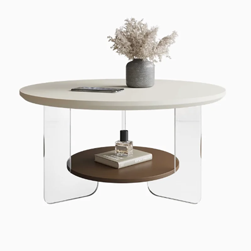 

For European Aesthetic Coffee Table Modern Luxury Round Design Coffee Table Acrylic Premium Basse Salon Living Room Furniture