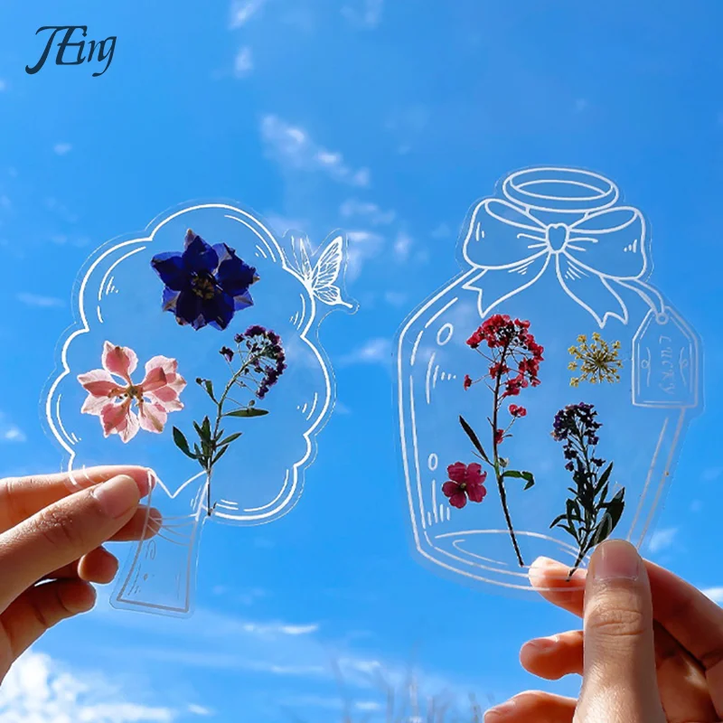 

12pcs Creative Diy Bookmark For Students Transparent Wishing Bottle Shape Bookmark Scrapbook Sticker Material Small Gift