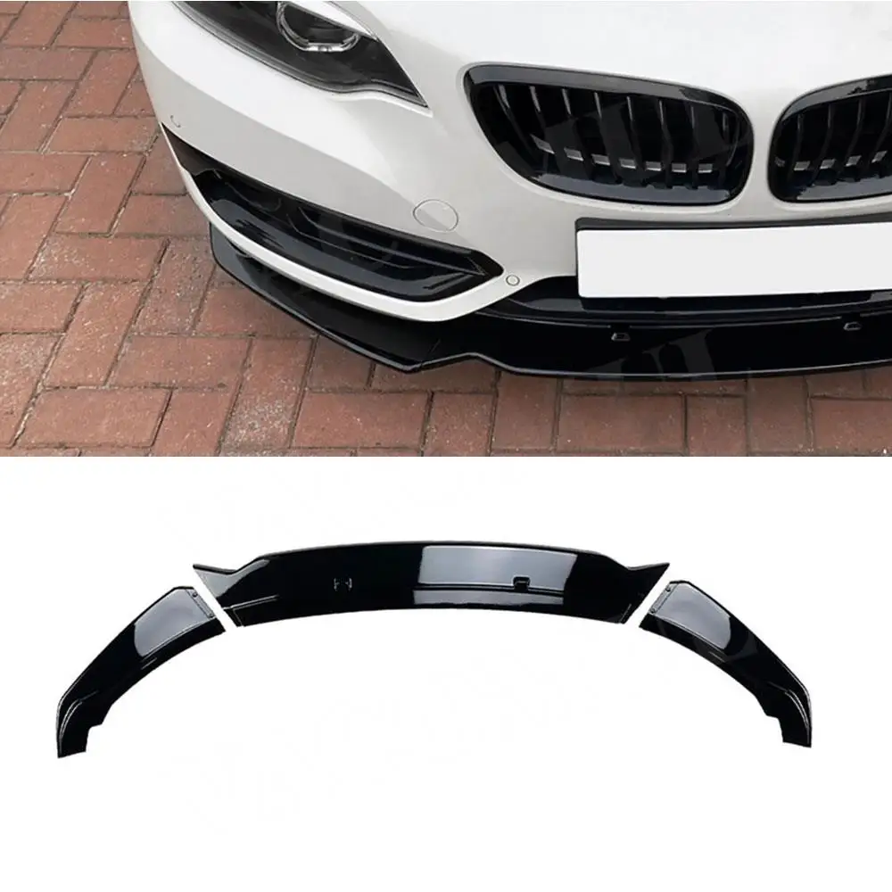 VACOMUL ABS Carbon Look Front Bumper Extension Three-section For BMW 2 Series F22 Standard 2014-2021 Rear Lip Guard Gloss Black