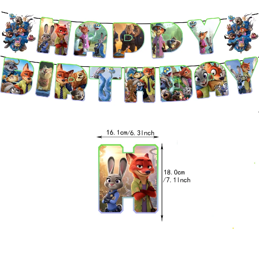 ديزني زوتوبيا موضوع زينة حفلة عيد ميلاد عدد بالون جودي نيك خلفية راية كعكة توبر لوازم الحفلات هدايا الأطفال