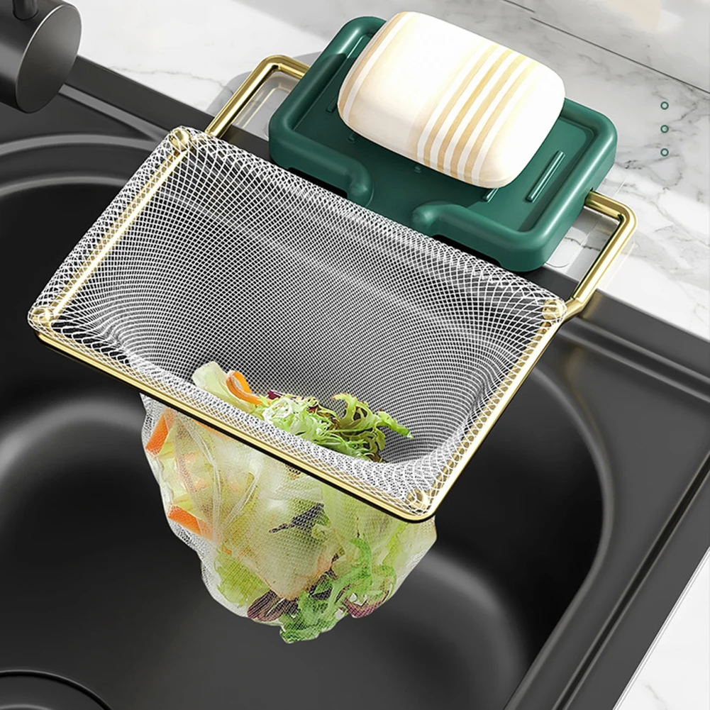 1PC Sink Filter Rack Kitchen Foldable Sink Strainer Mesh Bag Stand Waste Garbage Net Shelf Anti-Clogging Garbage Mesh Bag