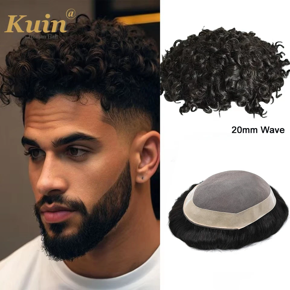 Male Hair Prosthesis Curly Man Wig Breathable Toupee For Men Mono NPU Men‘s Wig Durable Natural Human Hair Wig Natural Color