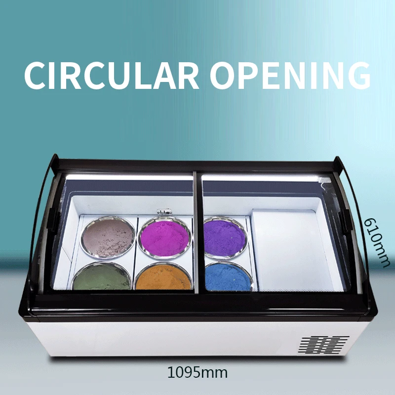 Vitrina comercial para helados refrigerados, 6 barriles, congeladores de helados duros, apertura de forma personalizada