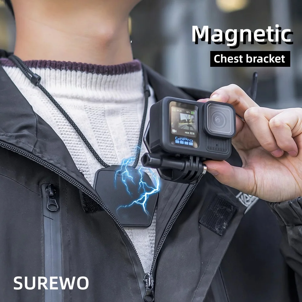 Magnetic Chest Bracket Quick Release Neck Hanging Fixed Holder for GoPro13/12 Hero11 DJI Action5pro/4 Sports Camera Accessories