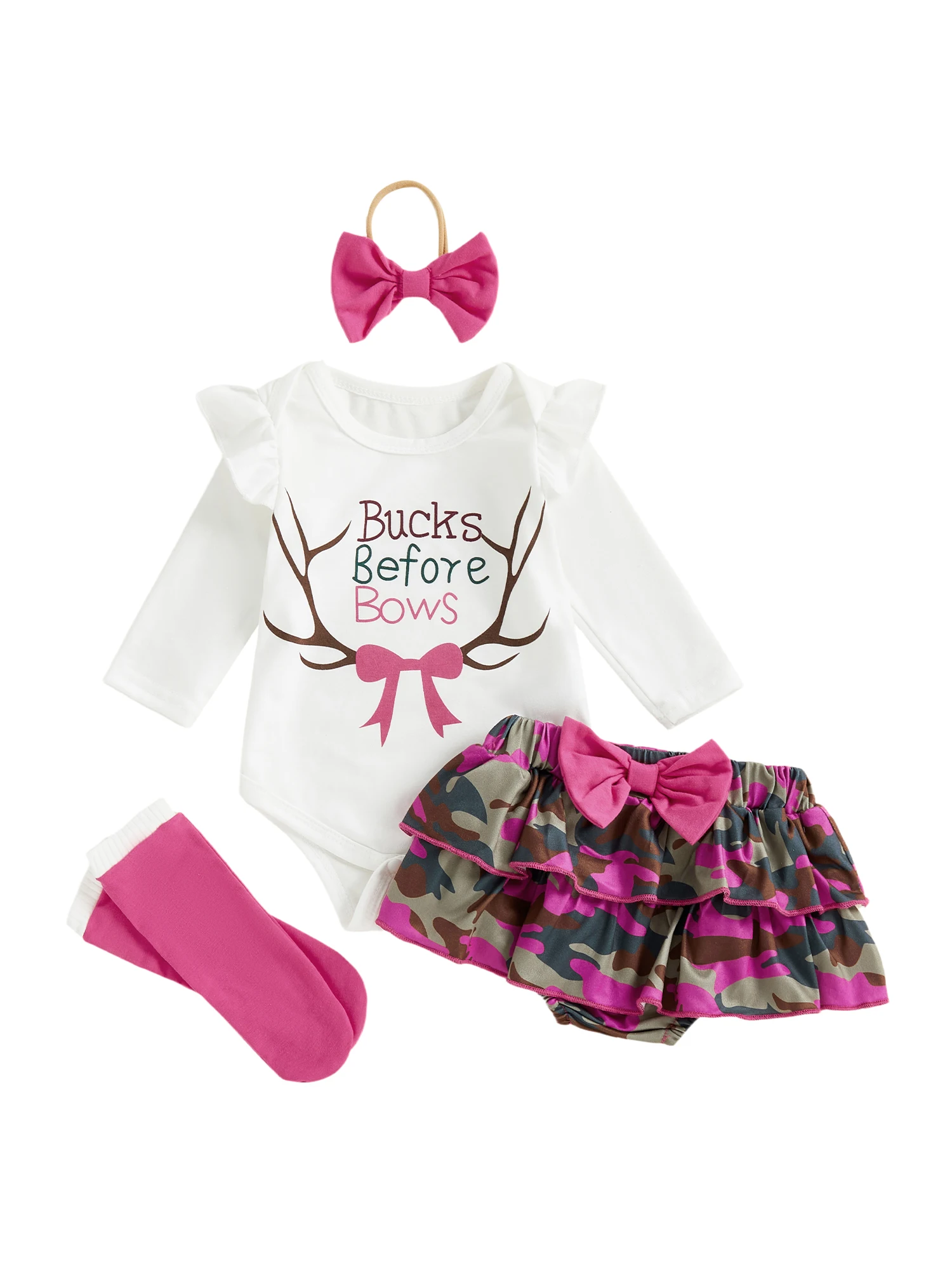 

Toddler Christmas Dress Short Sleeve Reindeer Print Tunic with Ruffle Leggings Headband Set for Baby Girls