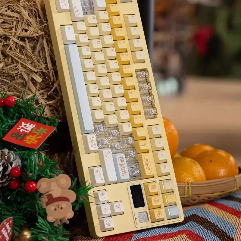Fruit Shop Theme Keycap Set Custom PBT+PC Pale Yellow Cute Keyboard Cap Cherry Profile Gaming KeyCap for Mechanical Keyboard