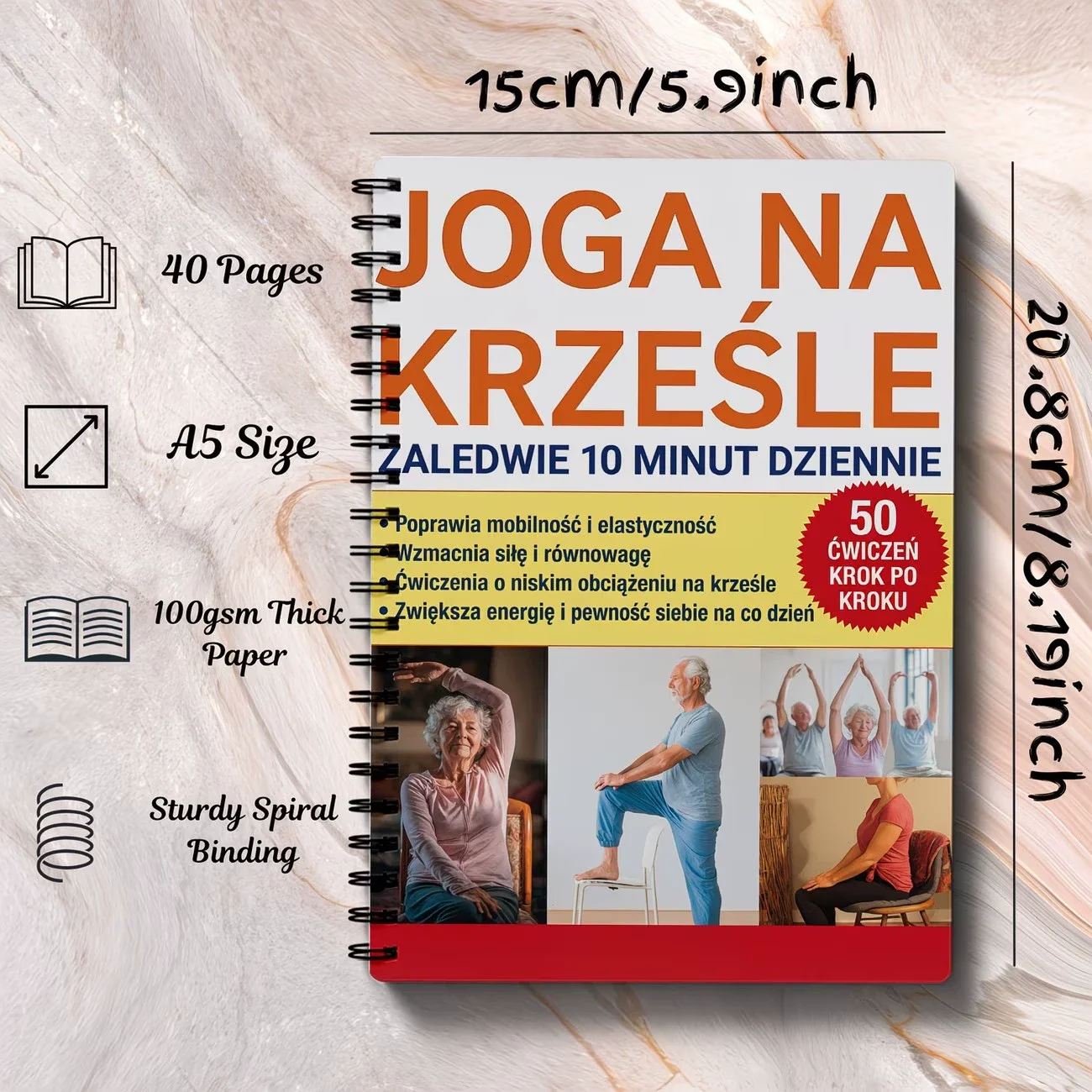 Polish Version Chair Yoga Guide for Weight Loss, Muscle Strengthening & Flexibility - Beginner-Friendly Workout Suitable