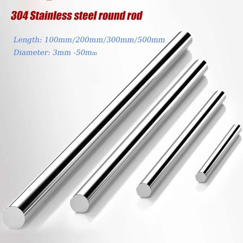 

304 Stainless Steel Round Rod, Diameter 3mm-50mm Linear Metric Optical Axis