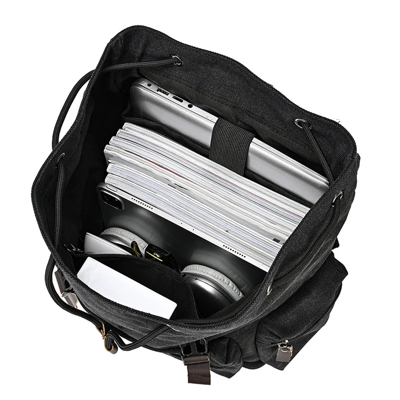 حقيبة ظهر ريترو للرجال مقاس 16 بوصة للكمبيوتر المحمول، حقيبة ظهر ذات سعة كبيرة للتنقل، حقيبة كتف مزدوجة، حقيبة مدرسية للمراهقين الجامعيين