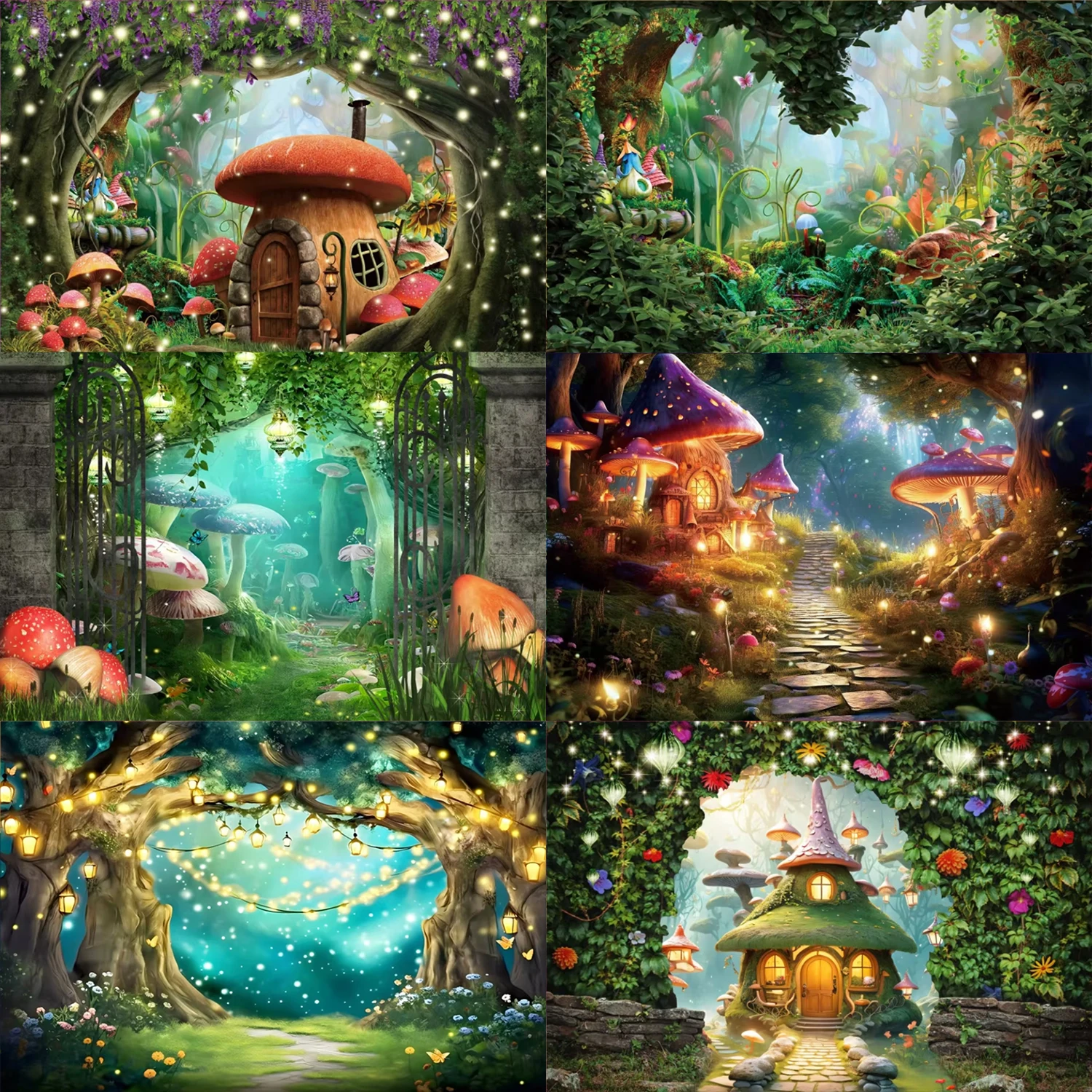 

Fairytale Forest Theme Photography Backgrounds Dreamy Natural Jungle Wonderland Mushroom House Baby Girl Birthday Party Gifts