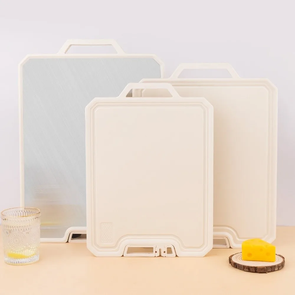 

Double Sided Chopping Board Stainless Steel Anti-Slip Cutting Board Multifunctional with Sharpener Chopping Block