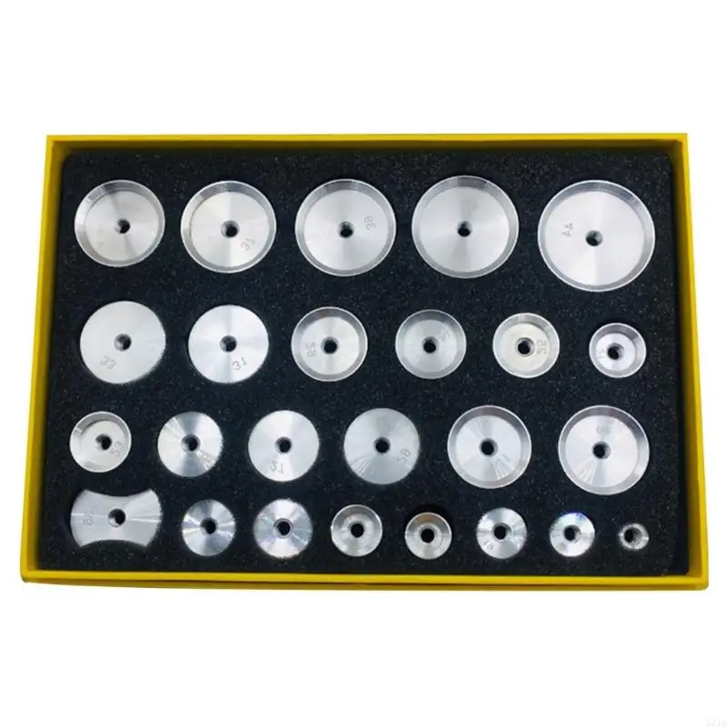 

Professional 25 Pieces Aluminum Fitting Dies Set Repair Tool Watch Press Fits Any Size Case