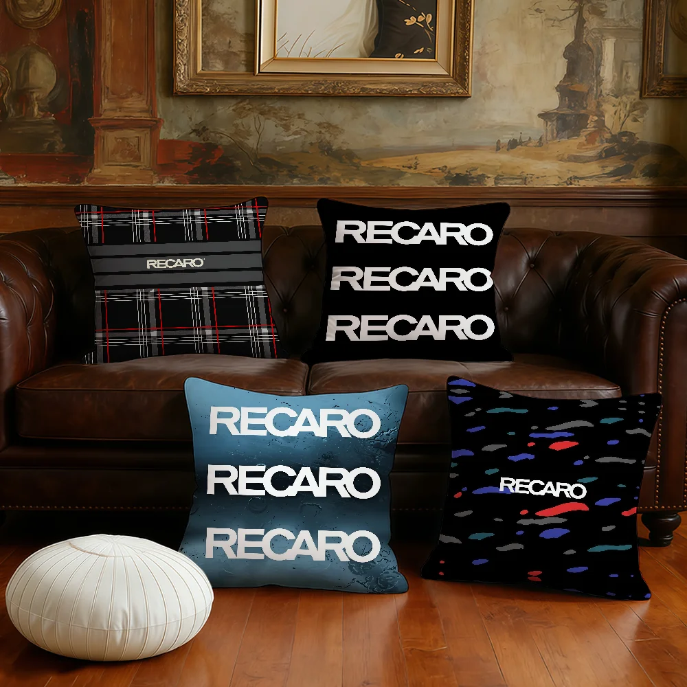 Fashion R-Recaro logo cushion cover Pillow Case Plush Fabric Soft Double Sided Print Sofa Cushion Cover Throw Pillow Covers